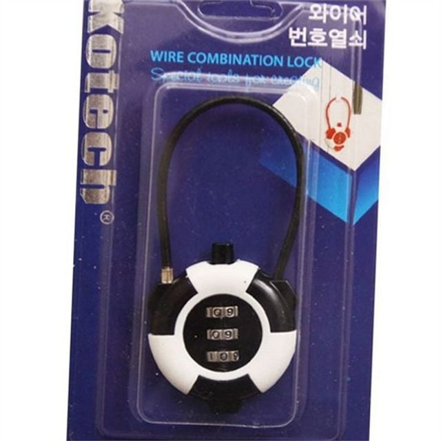 와이어 번호 자물쇠 다이얼 자물쇠 휴대용 다이얼식 비밀 보관 3단 철사 자전거 여행용 짐가방 캐리어