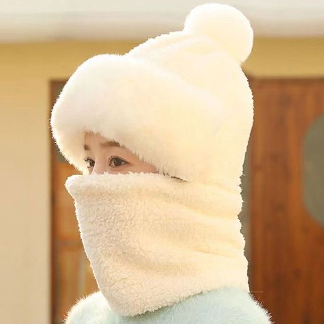 겨울 넥워머 모자 일체형, 밍크털 방한용품 보온