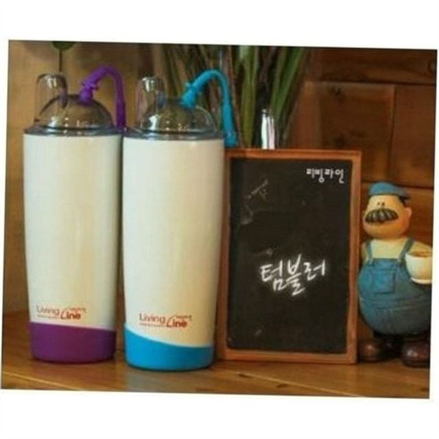 빨대 텀블러 400ml 스트로우 텀블러 휴대용 보냉 사무실 아이스 커피 스테인리스 보틀