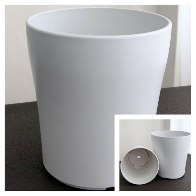 고강도 플라스틱 원통형 화분 28x30cm 화이트 야외화분 베란다화분 정원화분 난간화분