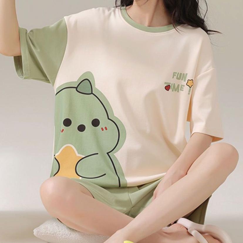 다이노 여성 여름 잠옷 홈웨어 파자마 밴딩 세트 - 편안한 숙면