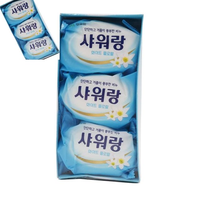 샤워랑 화이트플로랄 비누 130g 3개입 세안비누 피부고민 고급비누세수비누 세수비누