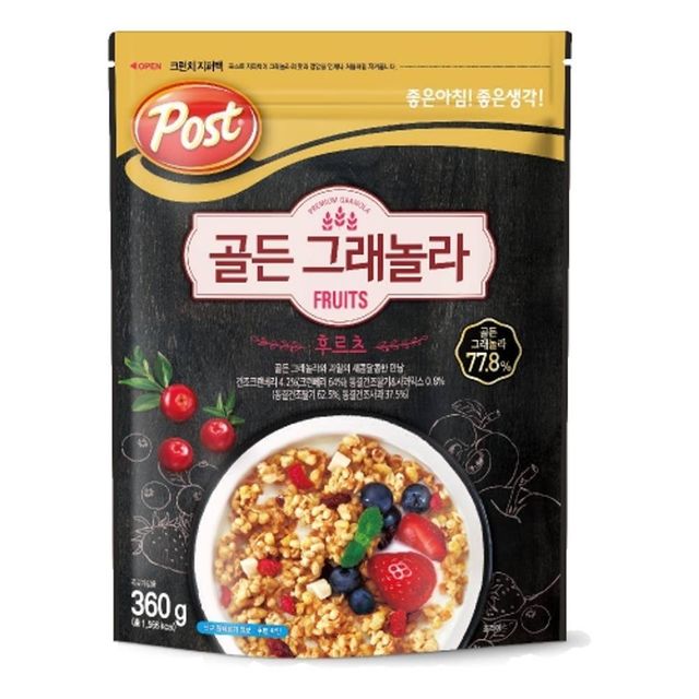 포스트 골든 그래놀라 후르츠 360g - 과일 풍부한 바삭한 그래놀라 시리얼