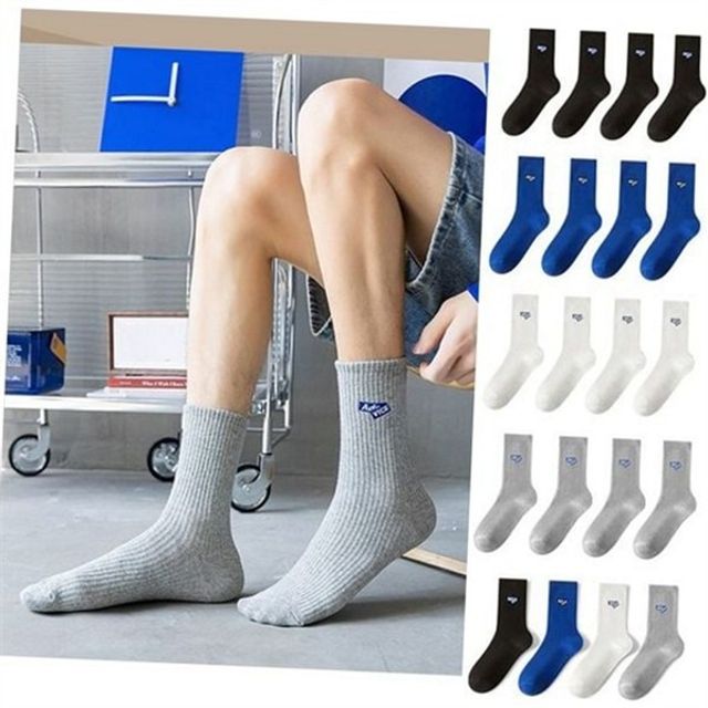 무지 양말 4족 장목 양말 데일리 캐주얼 사계절 남성 스포츠 발목