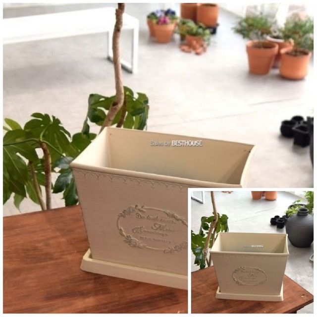 빈티지 플라스틱화분 옆이넓은 직사각 Q26 26x16x20cm 인테리어화분 예쁜화분 거실화분 인테리어식물