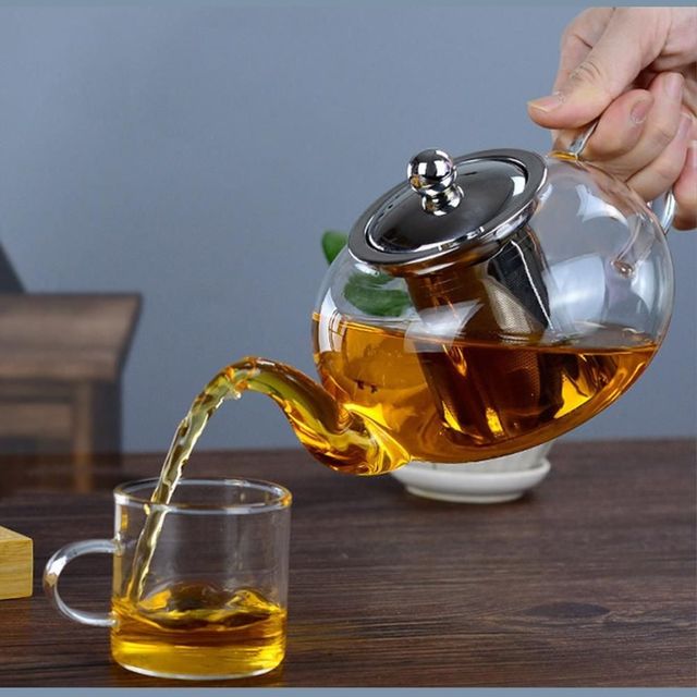 스텐 거름망 내열유리 주전자 800ml 티포트