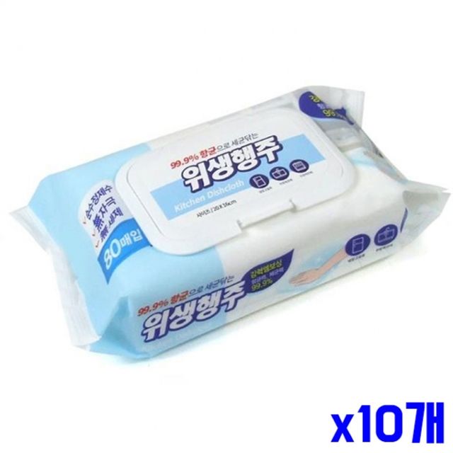 엠보싱 행주티슈 80매 10개입, 주방용 키친타올