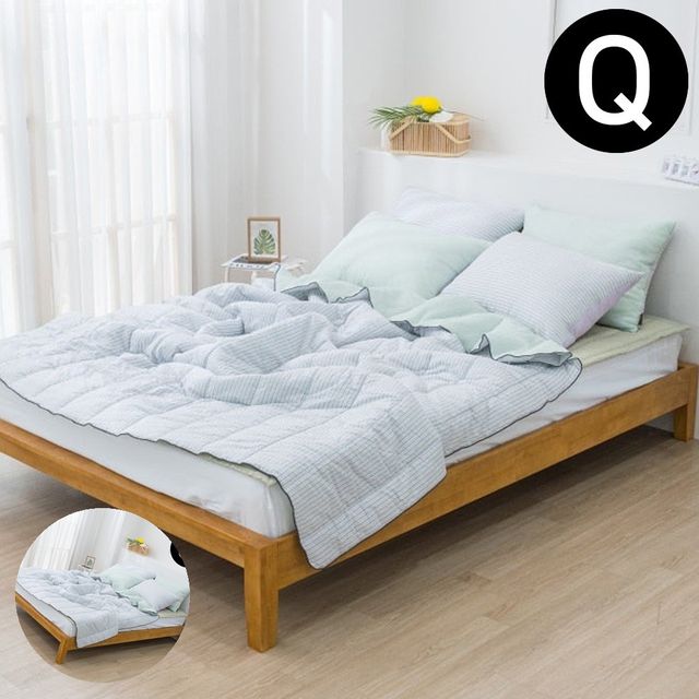 퀸침대이불 Q침대패드 파르페 리플 순면 여름 이불 패드세트 퀸 Q 패드 카키 이불 멜론