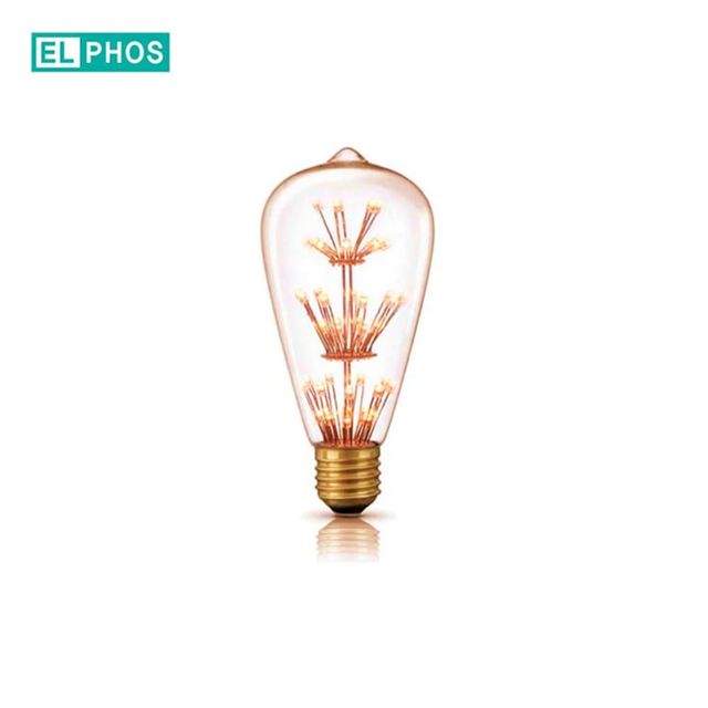 엘포스 LED 장식용 백열다마 ST64 눈꽃 2W 전구색