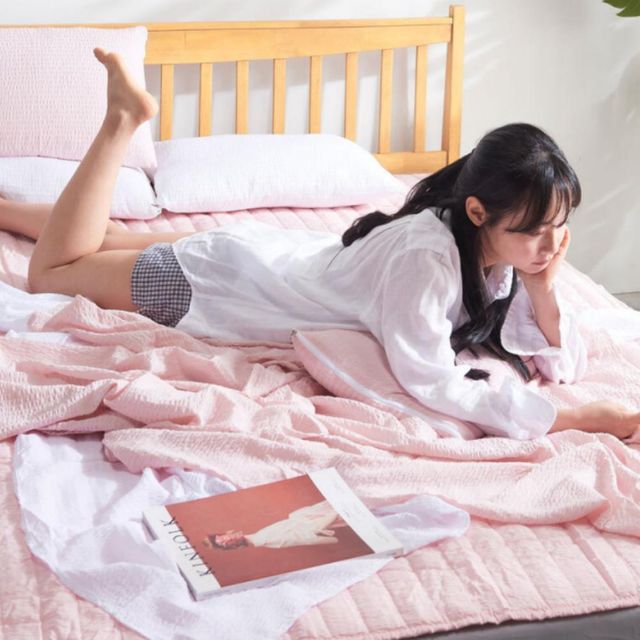 홑겹 여름 쿨 침구 냉감 인견필 홑이불 핑크 S/SS