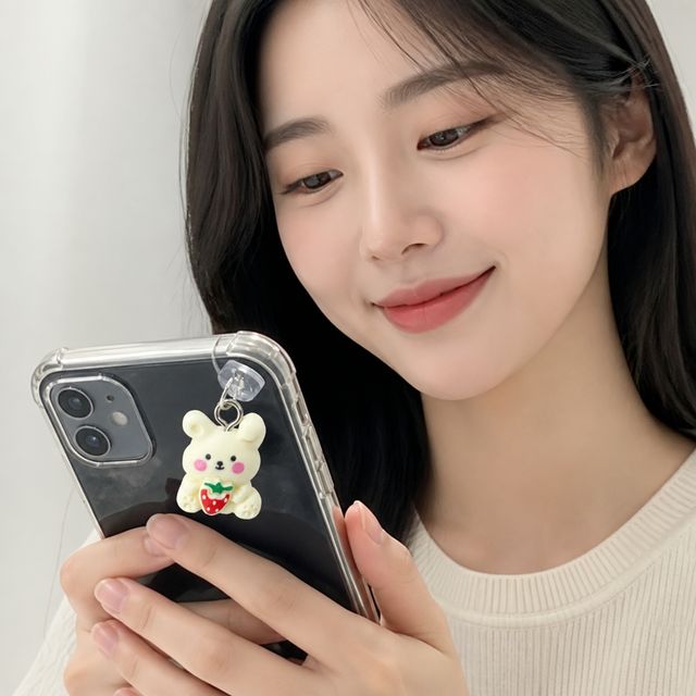 딸기토끼 스마트폰 충전 단자 먼지 휴대폰 포트 커넥터 액세서리
