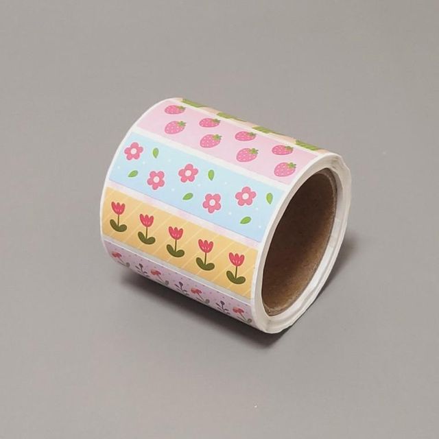 다꾸스티커 롤 사각패턴, 선물포장 답례품용 캐릭터 스티커