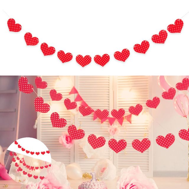 생일 파티 가랜드 레드 도트하트 이벤트 장식