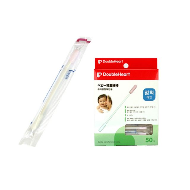 더블하트 유아용 점착면봉 50p - 안전하고 부드러운 아기 귀 관리