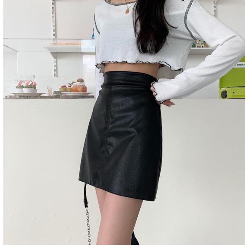 여성 매트 레더 가죽 스커트 A라인 시크한 치마