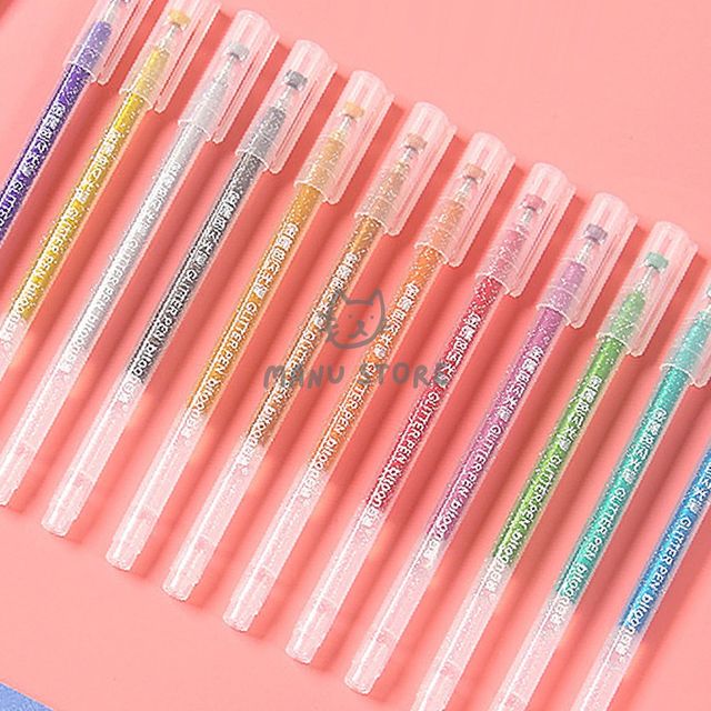 세미나카페개업선물 소량판촉물 반짝이 젤펜 12색세트 1.0mm