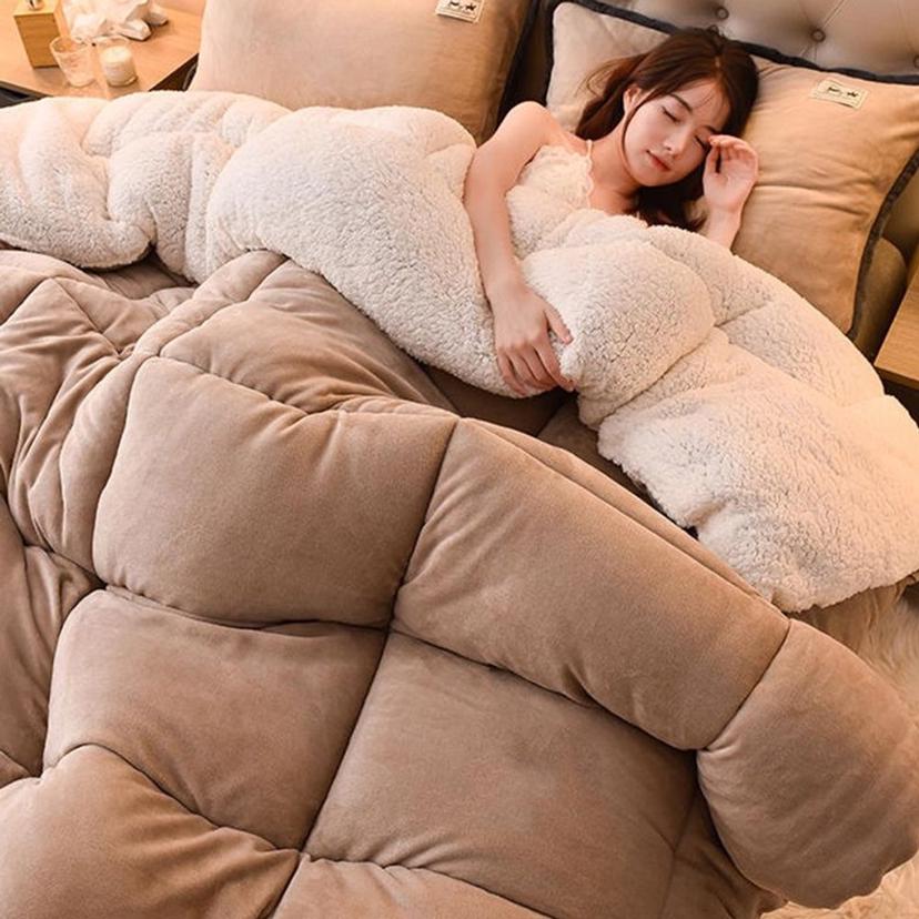 폭신한 극세사 이불 두꺼운 벨벳 차렵 이불 퀸 킹