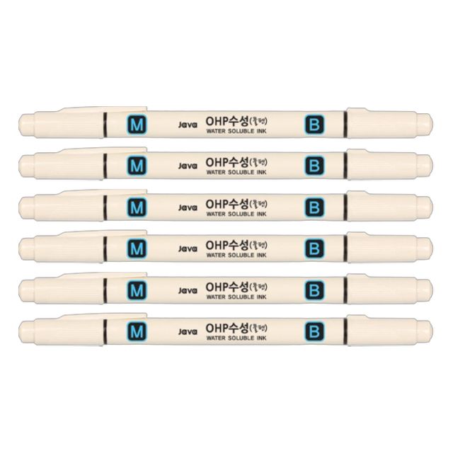 자바펜 OHP 수성 마카 MB 낱개 6자루 미술 마커 물펜 드로잉 유리 비닐