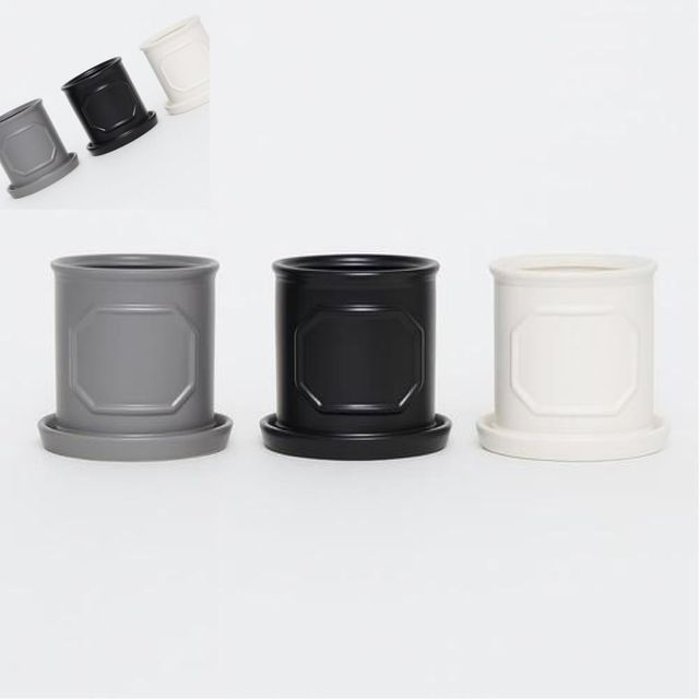 모던레시피 몰딩 로마주 도자기 화분 받침 세트 8x9cm 탁상용화분받침 도자기원형받침대 실내용장식화기