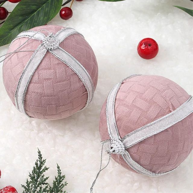 핑크블라썸 장식볼 2P 10cm 화이트라인