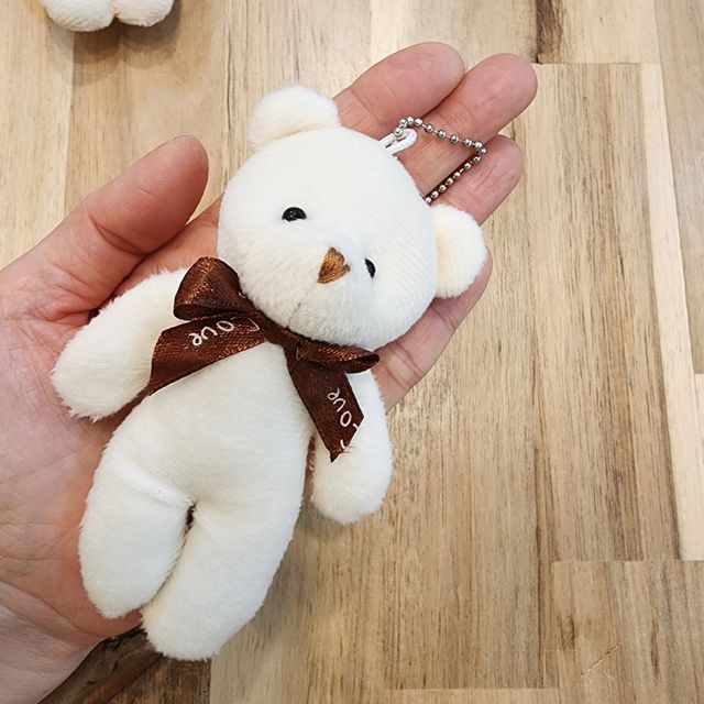 크림 곰 인형키링 베어 가방고리 - 귀여운 곰돌이 키홀더 액세서리
