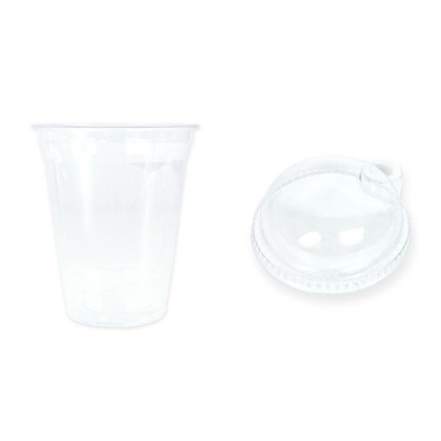 100세트 414ml 플라스틱 테이크아웃 음료컵+빨대없는 컵뚜껑 일회용컵 투명컵 카페컵
