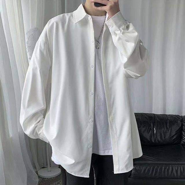 남성 남자 루즈핏 캐주얼 긴팔 남방 무채색 셔츠