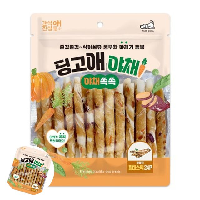 반려견간식 강아지장어간식 강아지 딩고애야채 마블링 황태스틱 24P