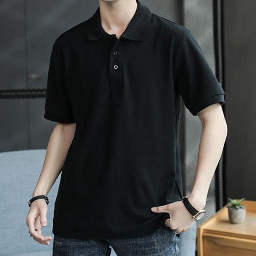 남성 베이직 검정색 카라 티셔츠 여름 반팔 카라티