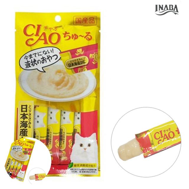 고양이음식 고양이훈련간식 챠오츄루 닭가슴살 게살 14g 4p 고양이간식
