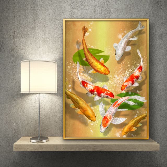 잉어 그림 액자 A3 CARP6 풍수 인테리어 재물운 상승 벽걸이 그림