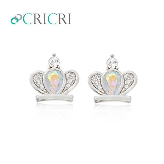 스와로브스키 크리스탈 왕관 은침 귀걸이 CRICRI