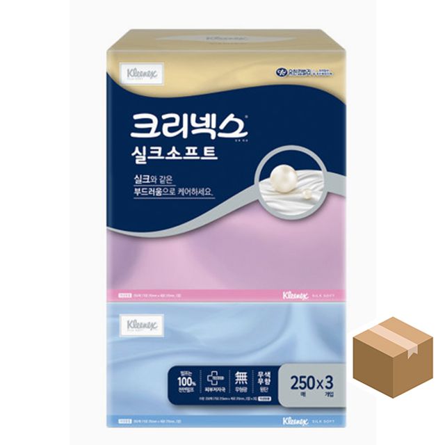 크리넥스 실크소프트 각티슈 250매 3개입 6팩 세트