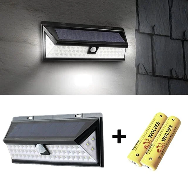 테라스조명 태양광 54LED 벽등 + 18650 배터리 2개 세트