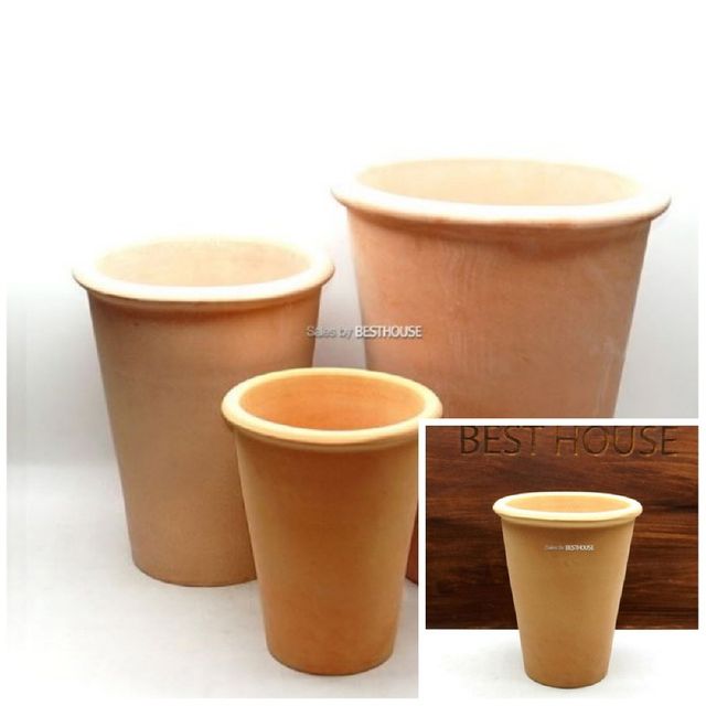 베트남 토분 꼬깔 살구색 16x20cm R13받침 미니도자기화병 거실화병 미니화병 인테리어화병
