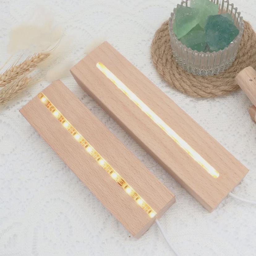 LED 아크릴 무드등 우드 받침대 15cm - 감성 인테리어 조명