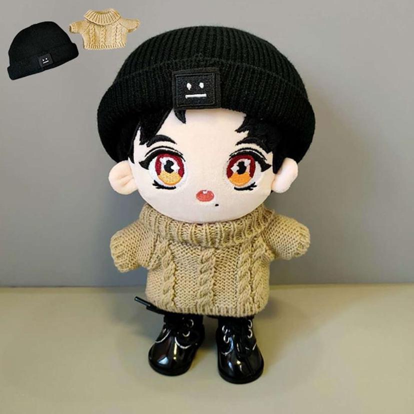 20cm 인형옷 니트 비니 및 스웨터 2종 세트 의류 소품