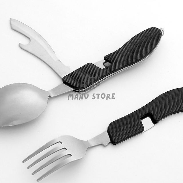 캠핑스푼 휴대용숟가락 접이식 스푼 포크 블랙