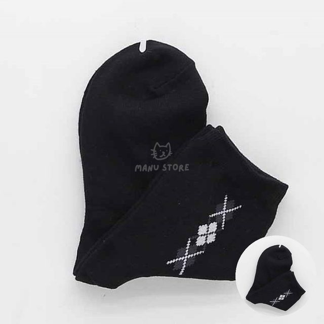 여성패션양말 여자면양말 여성용 캐쥬얼 패션양말 검정 1켤레