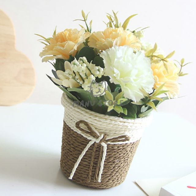 카페조화 카네이션 조화 화분, 옐로우 조화장식