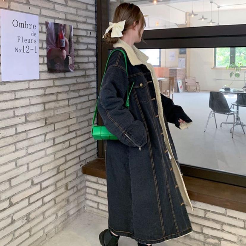 여성 겨울 데님 퍼 롱 점퍼 청자켓 따뜻한 아우터