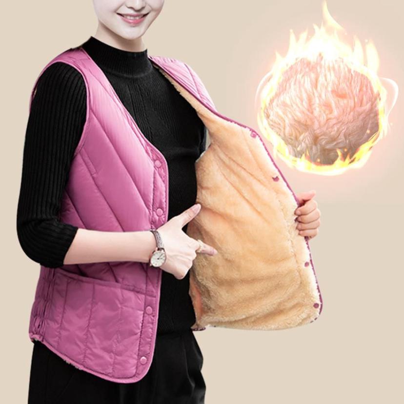여성 양털 보온 누빔 조끼 패딩 작업 수면 조끼