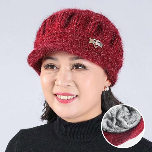 중장년 하트리본 기모 니트모자 USM153 - 포근하고 귀여운 스타일