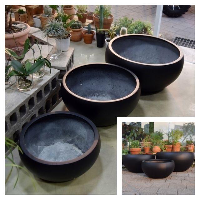 낮은원형 51x25cm 무광블랙 야외화분 정원화분 심플화분 원형화분