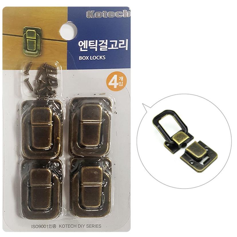 코텍 엔틱 걸고리 4P 자물쇠 걸쇠 상자 잠금용