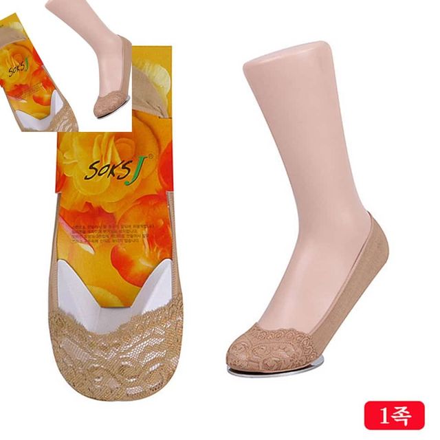 여성용 미끄럼방지 앞꼬레이스 덧신 커피색 1켤레 여성패션양말 패션양말 여성양말 패턴양말