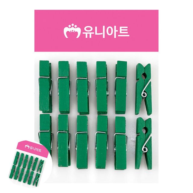 엽서걸이 POP집게 나무집게 중 초록