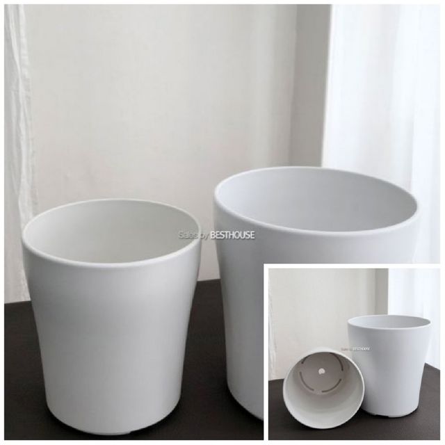 고강도 플라스틱 원통형 화분 24x26cm 화이트 홈가드닝 가드닝용품 정원용품 식물키우기