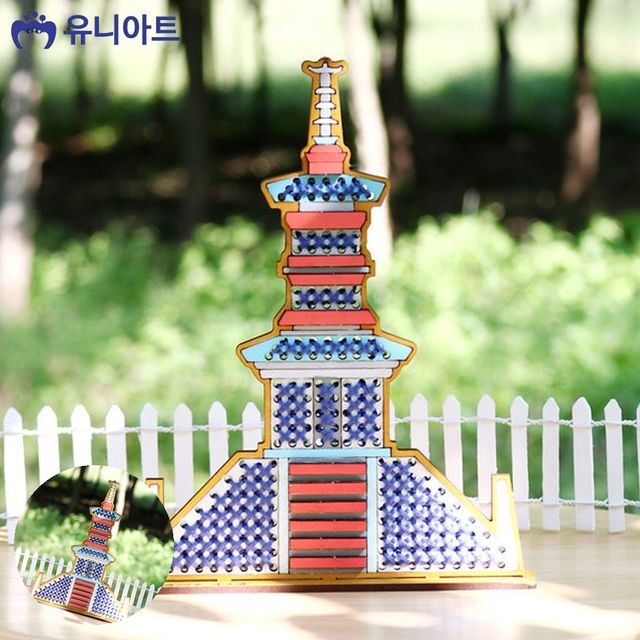 비즈공예키트 보석십자수도안 우드 십자수 만들기 다보탑