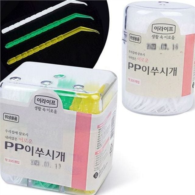 200p 일회용 용이 이쑤시개 플라스틱 이쑤시개 부드러운 곡선형 개별포장 외식용 주방용 휴대용 깔끔한 식